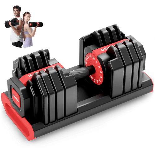 HXD-ERGO 15-in-1 Adjustable Dumbbell with 1-Second Quick Change, 52.5 LBS Free Weight with Anti-Slip Grip & Secure Lock, Space-Saving Home Gym Equipment for Full Body Workouts