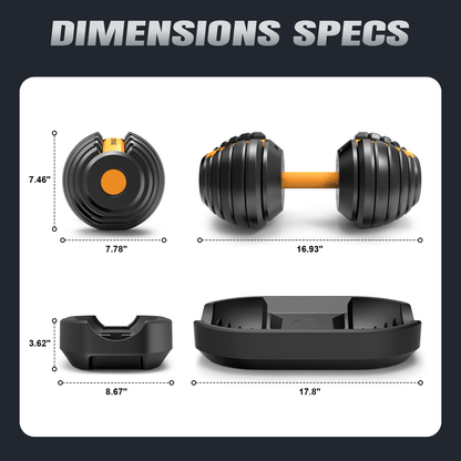 HXD-ERGO Quick-Dial Adjustable Dumbbell | [5-52.5 Lbs]