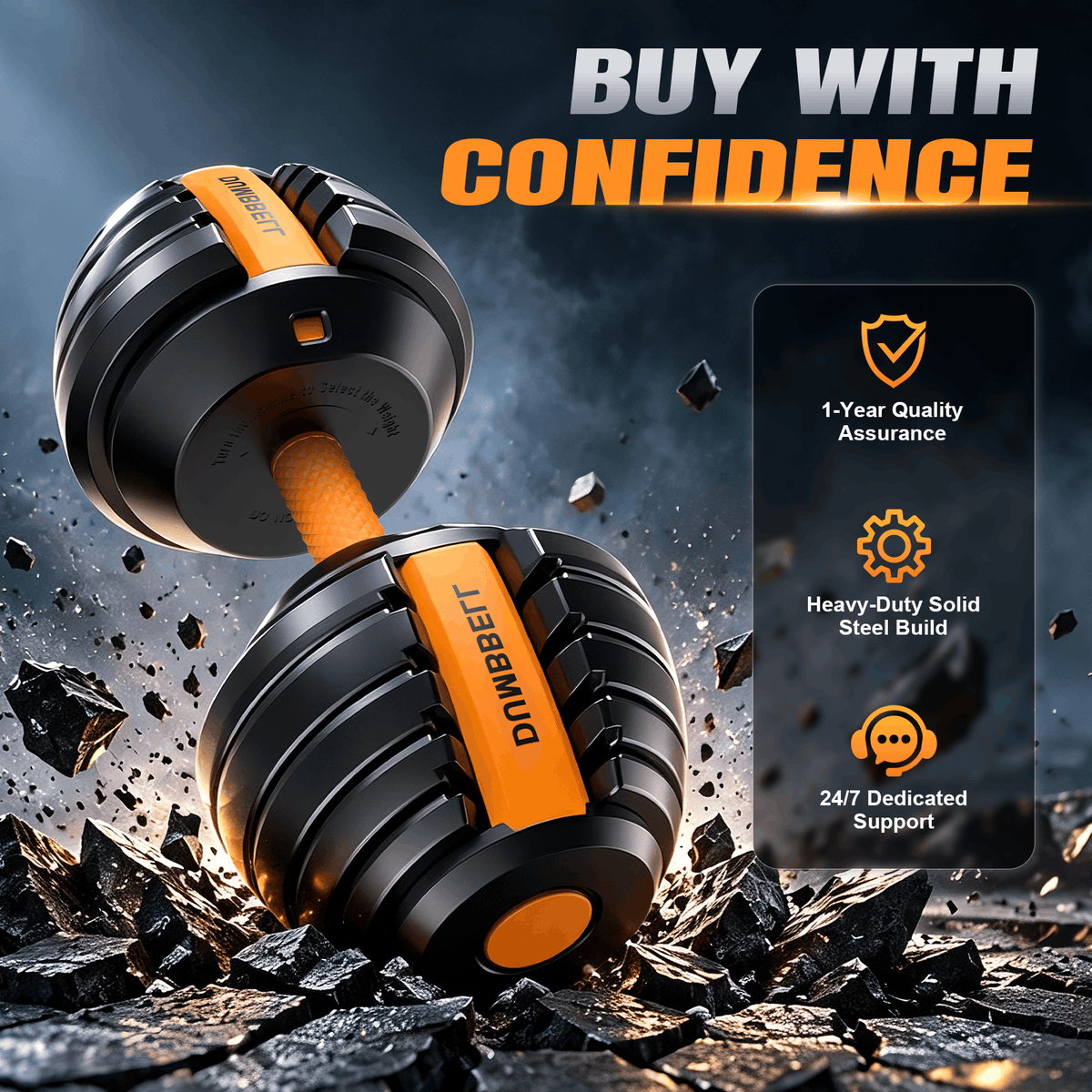 HXD-ERGO Quick-Dial Adjustable Dumbbell | [5-52.5 Lbs]