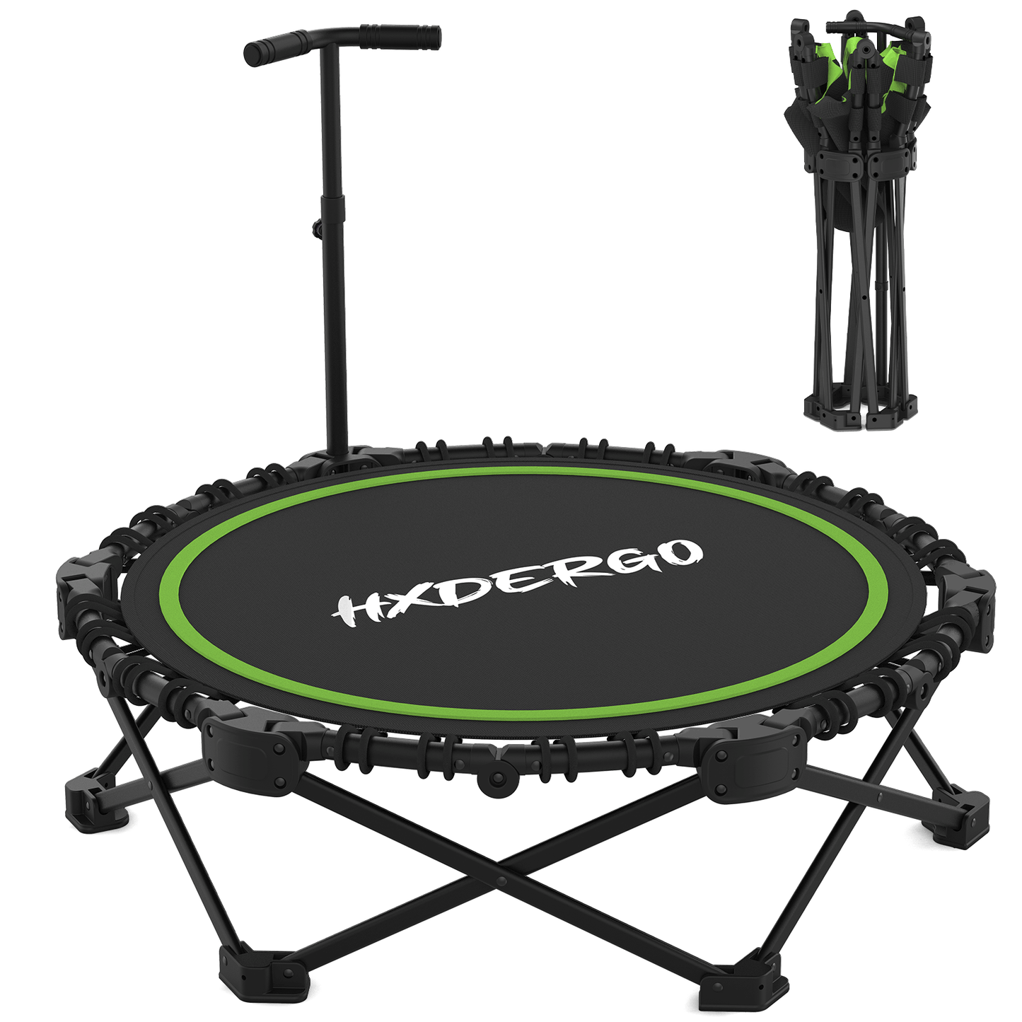 HXD-ERGO Classic Round Foldable Rebounder, Zero-Assembly Fitness Mini Trampoline with Handle