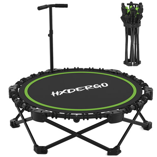 HXD-ERGO Classic Round Foldable Rebounder, Zero-Assembly Fitness Mini Trampoline with Handle