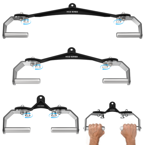 HXD-ERGO 360° Rotating LAT Pull Down Bar Set, LAT Pulldown Attachments with 16 Lockable Angles, 3 Grip Widths Cable Machine Attachment for Full Body Workout, Home Gym Equipment