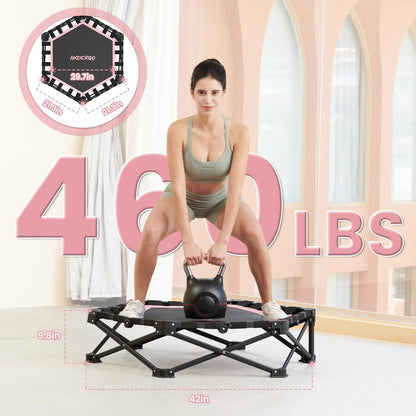 HXD-ERGO Pro Hexagonal Foldable Rebounder, Zero-Assembly Fitness Trampoline with Stability Handle