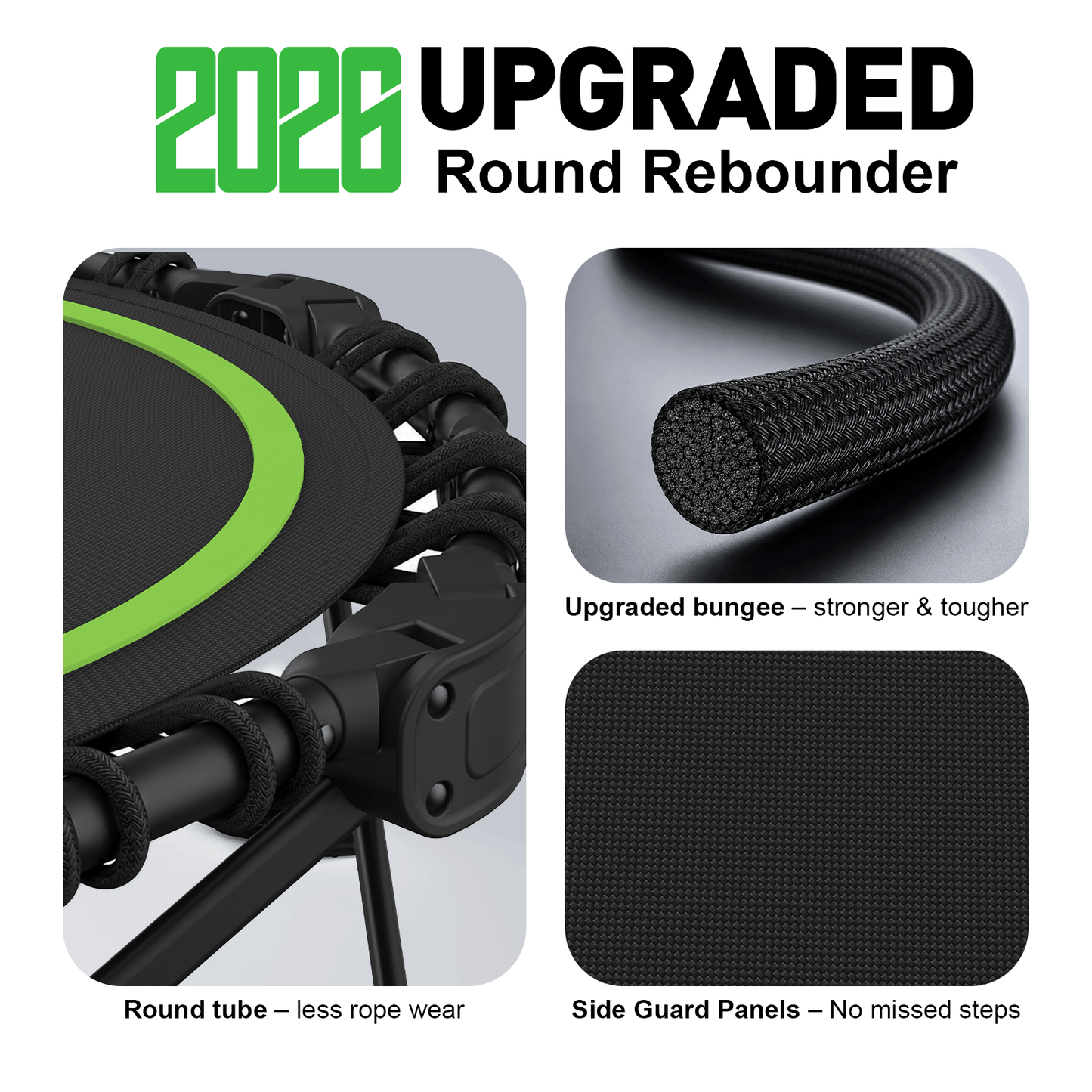 HXD-ERGO Classic Round Foldable Rebounder, Zero-Assembly Fitness Mini Trampoline with Handle