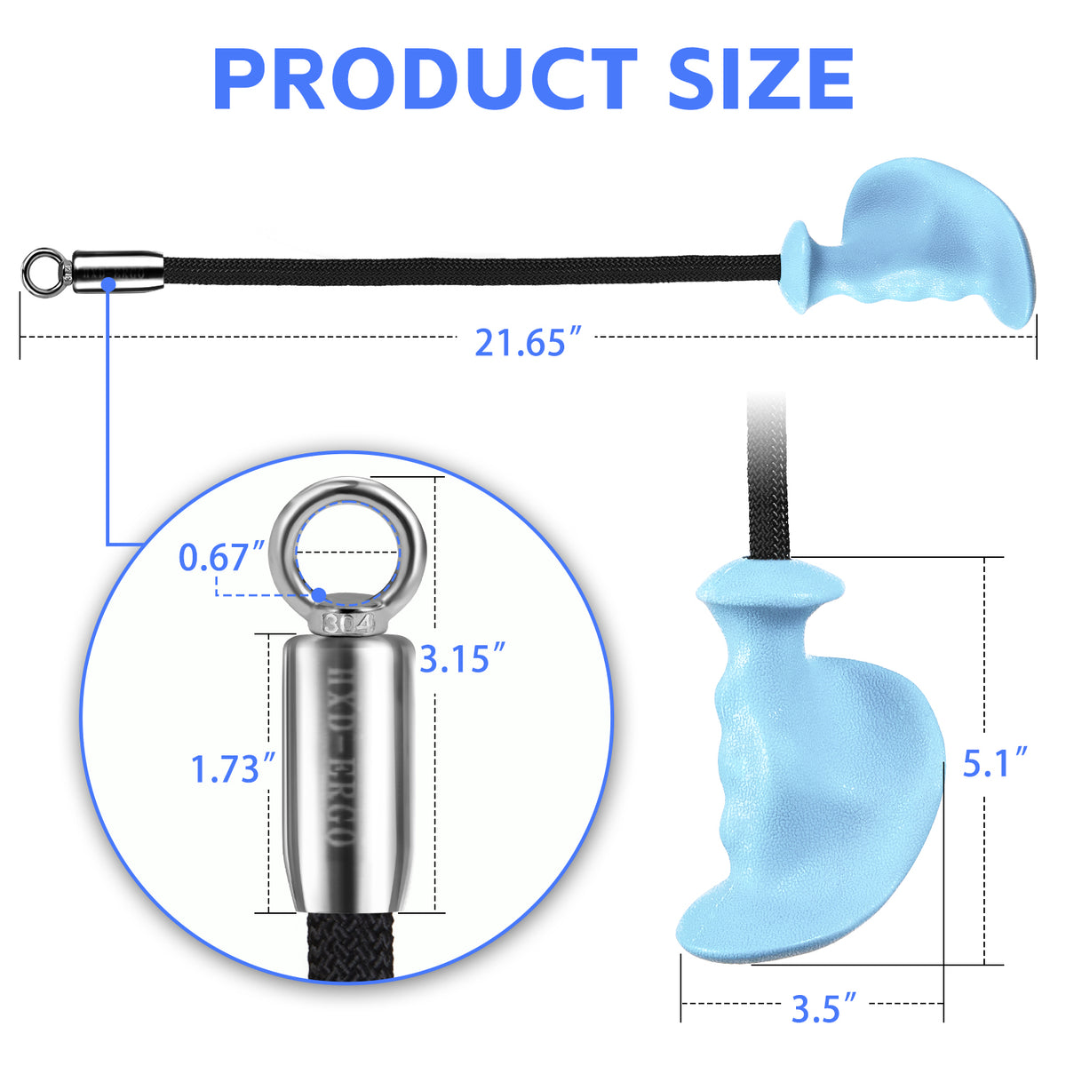 One-hand Tricep Rope with Ergonomic Handles 36 Inch Tricep Pull Down Rope