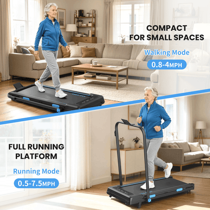 HXD-ERGO-2-in-1 Foldable Low Noise 250lbs Weight Capacity 1.5HP Motorized Treadmill with LED Monitor & Remote Control, 2 Level Manual Incline, Space Saving for Home Indoor Walking Jogging Workouts