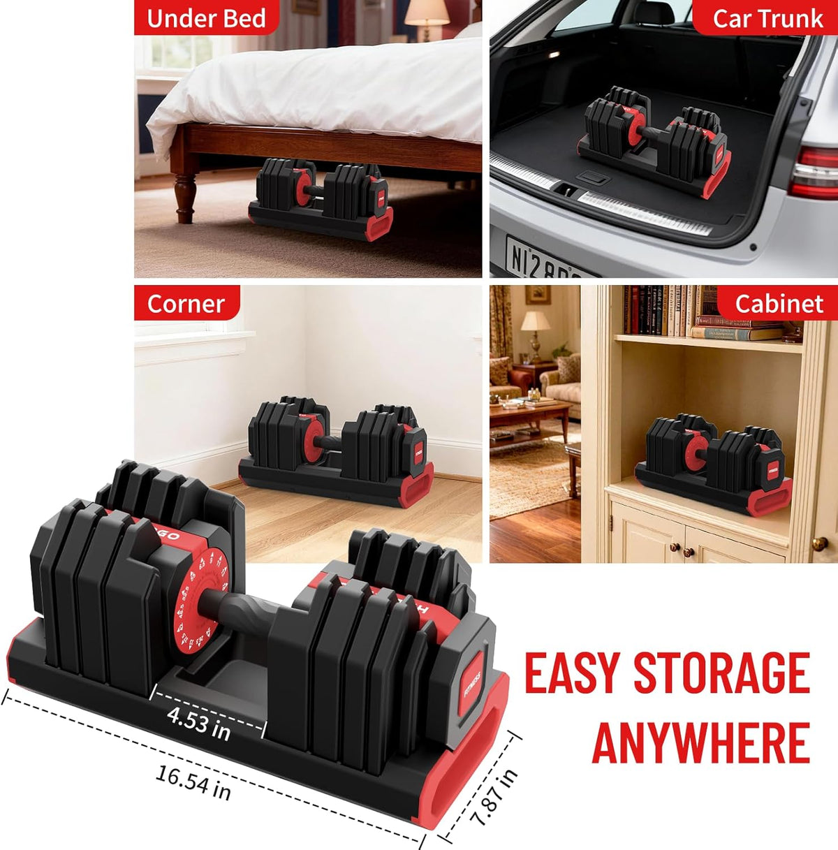 HXD-ERGO QuickSwitch Pro 55lb Adjustable Dumbbells (Pair)
