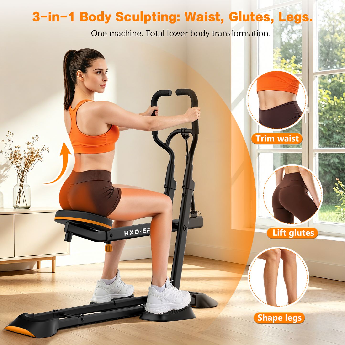 HXD-ERGO Home Deep Squat Trainer | 3-Level Adjustable Seat, Knee-Friendly Lower Body Workout Gear