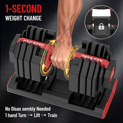 HXD-ERGO QuickSwitch Pro 55lb Adjustable Dumbbells (Pair)