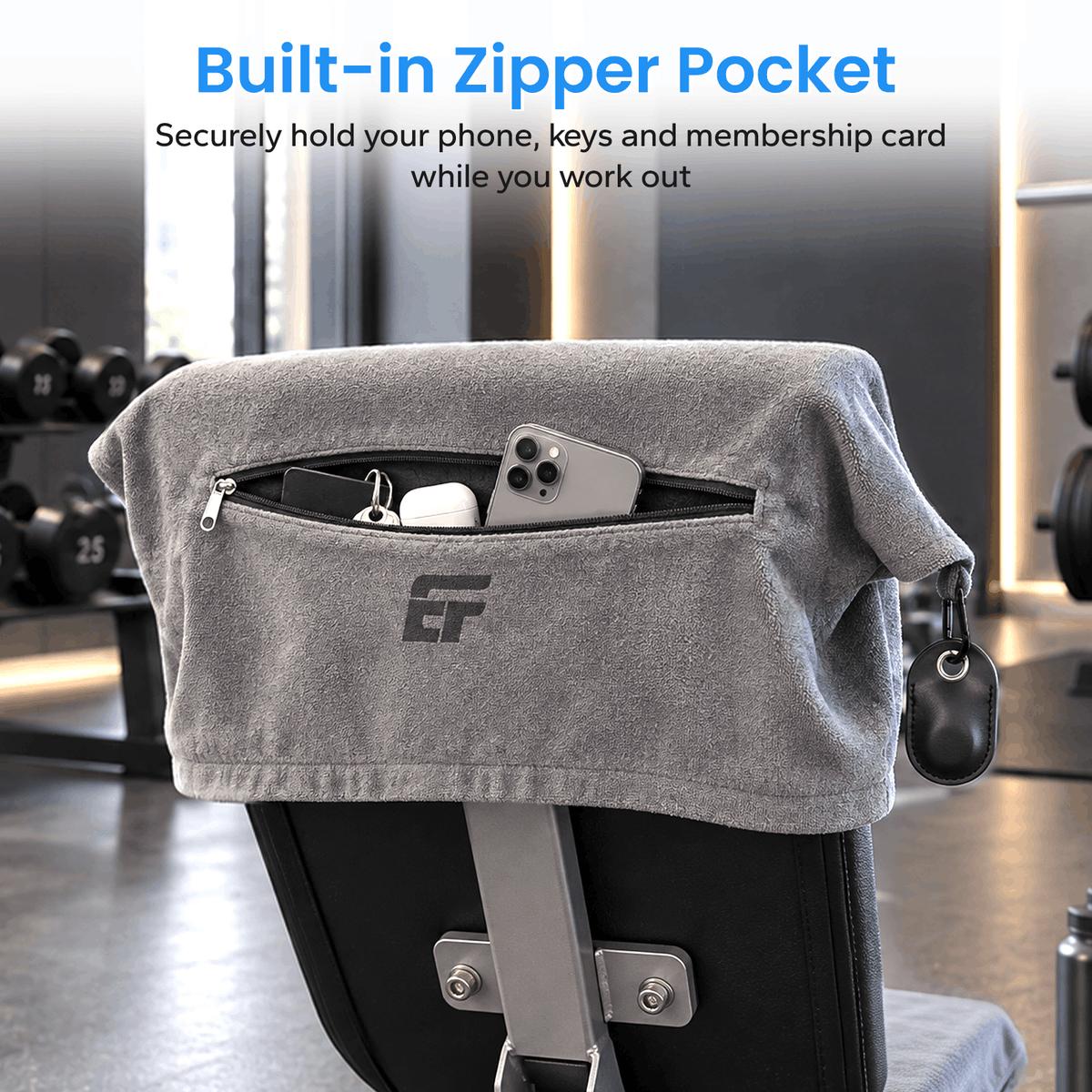 HXD-ERGO × ERGOLIFE Magnetic Workout Towel with Zipper Pocket
