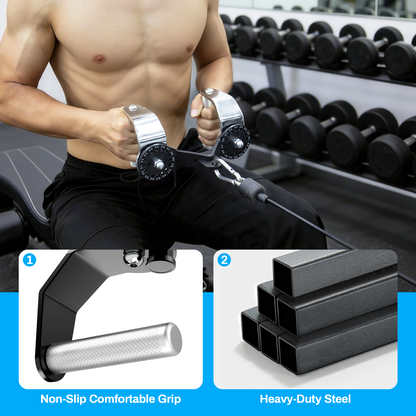 HXD-ERGO 360° Rotating LAT Pull Down Bar Set, LAT Pulldown Attachments with 16 Lockable Angles, 3 Grip Widths Cable Machine Attachment for Full Body Workout, Home Gym Equipment