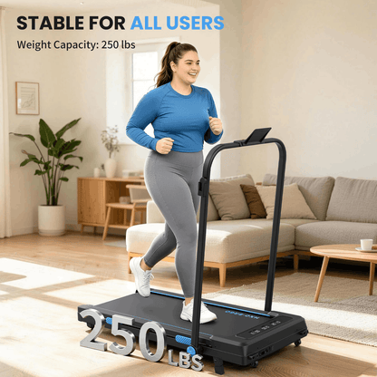 HXD-ERGO-2-in-1 Foldable Low Noise 250lbs Weight Capacity 1.5HP Motorized Treadmill with LED Monitor & Remote Control, 2 Level Manual Incline, Space Saving for Home Indoor Walking Jogging Workouts