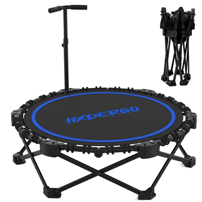 HXD-ERGO Classic Round Foldable Rebounder, Zero-Assembly Fitness Mini Trampoline with Handle