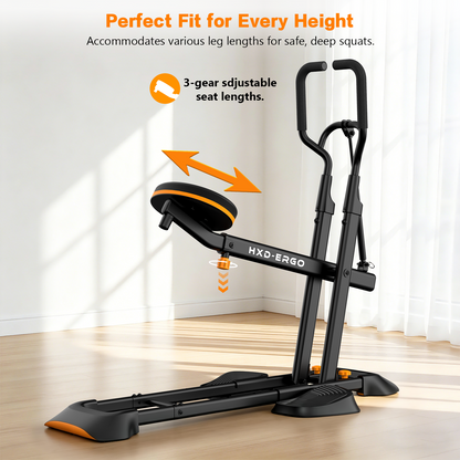 HXD-ERGO Home Deep Squat Trainer | 3-Level Adjustable Seat, Knee-Friendly Lower Body Workout Gear
