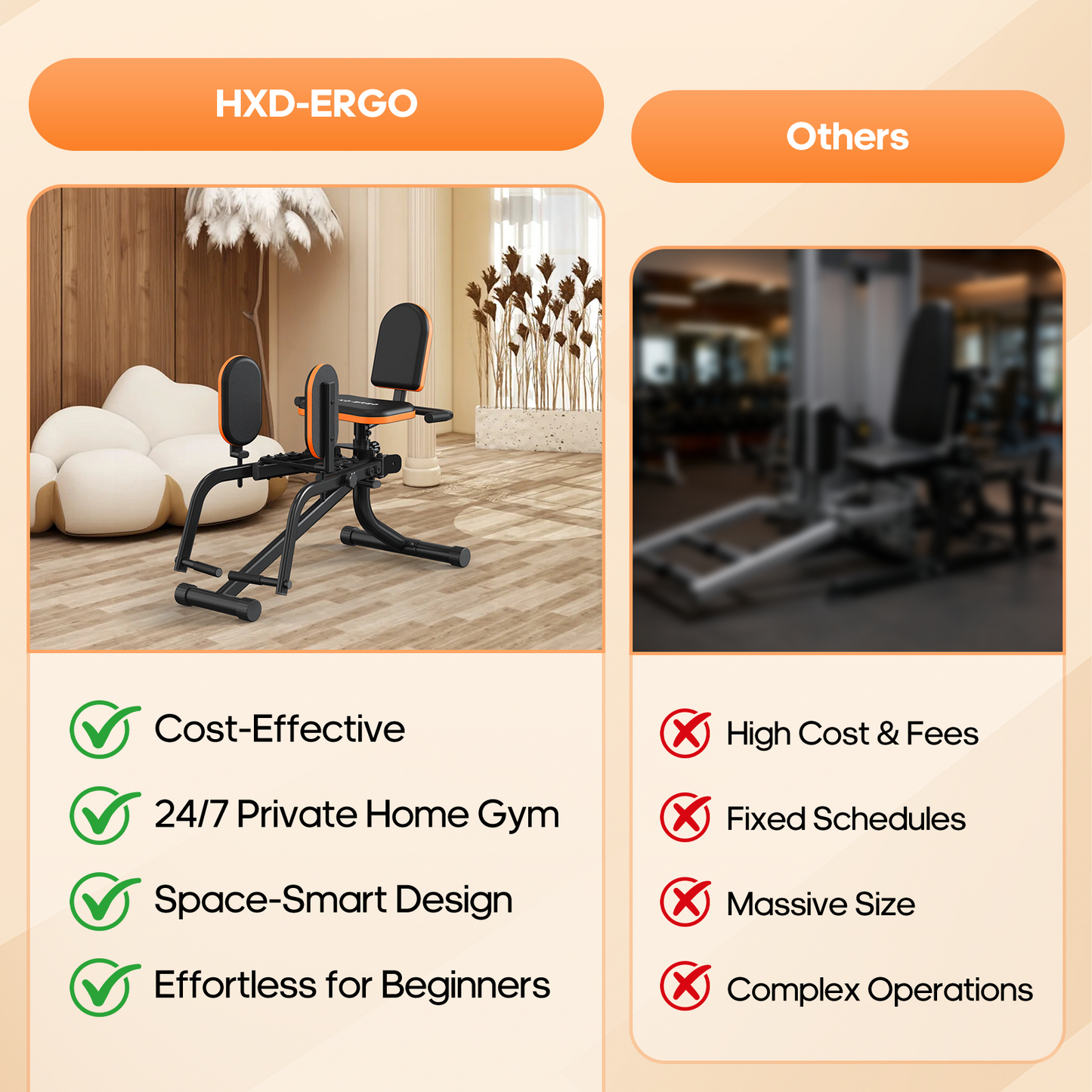 HXD-ERGO Home Fitness Hip Abduction/Adduction Trainer — Compact Leg Exercise Equipment