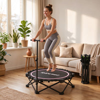 HXD-ERGO Classic Round Foldable Rebounder, Zero-Assembly Fitness Mini Trampoline with Handle