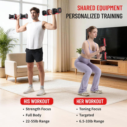 HXD-ERGO QuickSwitch Pro 55lb Adjustable Dumbbells (Pair)