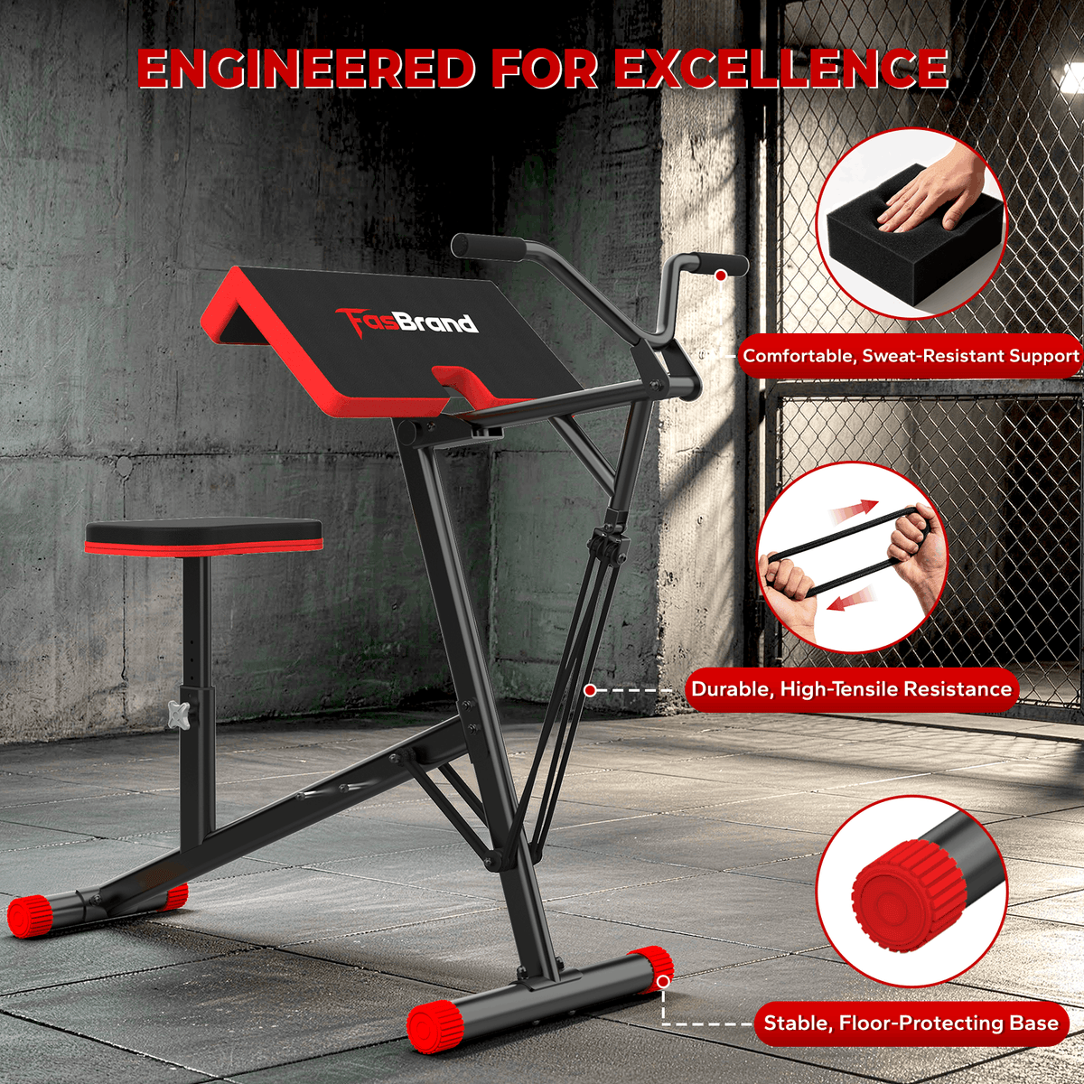 HXD-ERGO 2-in-1 Preacher Curl & Seated Row Station, 9-Level Linear Resistance Up to 80 Lbs, Sturdy Steel Frame Adjustable Seat, Space-Saving Arm Workout Equipment for Home Gym Strength Training