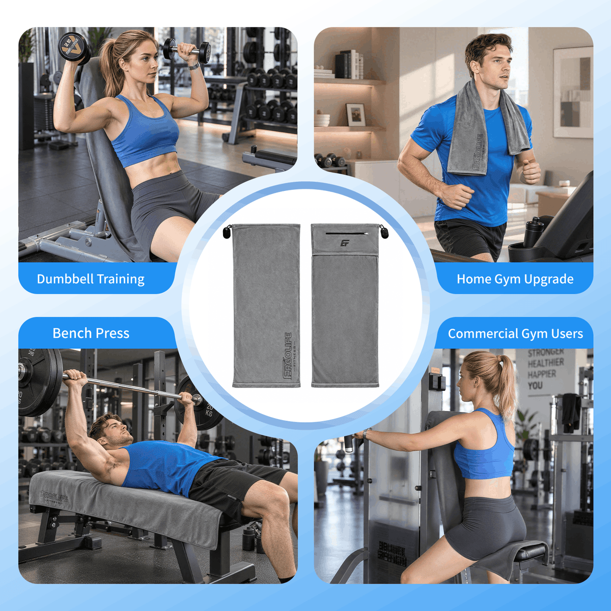 HXD-ERGO × ERGOLIFE Magnetic Workout Towel with Zipper Pocket