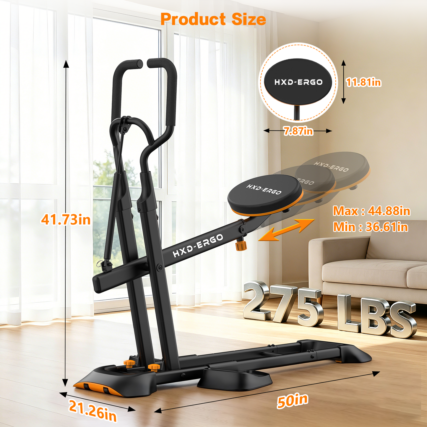 HXD-ERGO Home Deep Squat Trainer | 3-Level Adjustable Seat, Knee-Friendly Lower Body Workout Gear