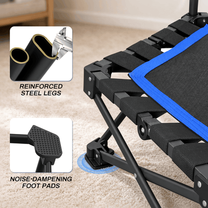 HXD-ERGO Pro Hexagonal Foldable Rebounder, Zero-Assembly Fitness Trampoline with Stability Handle