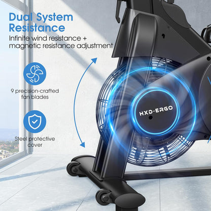 HXD-ERGO Magnetic & Air Resistance Indoor Bike