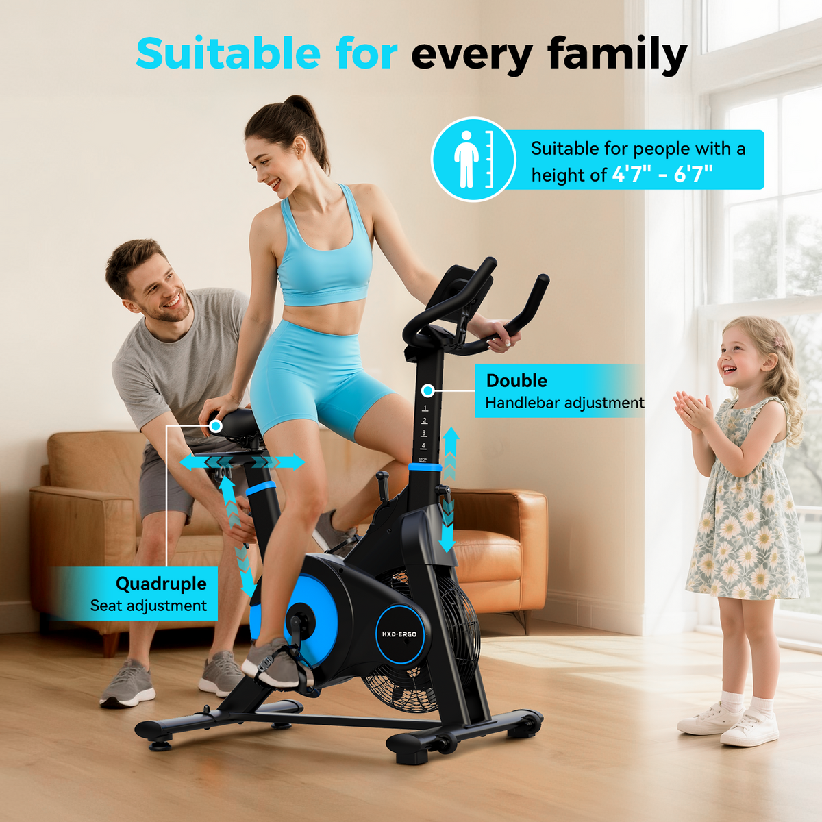 HXD-ERGO Magnetic & Air Resistance Indoor Bike