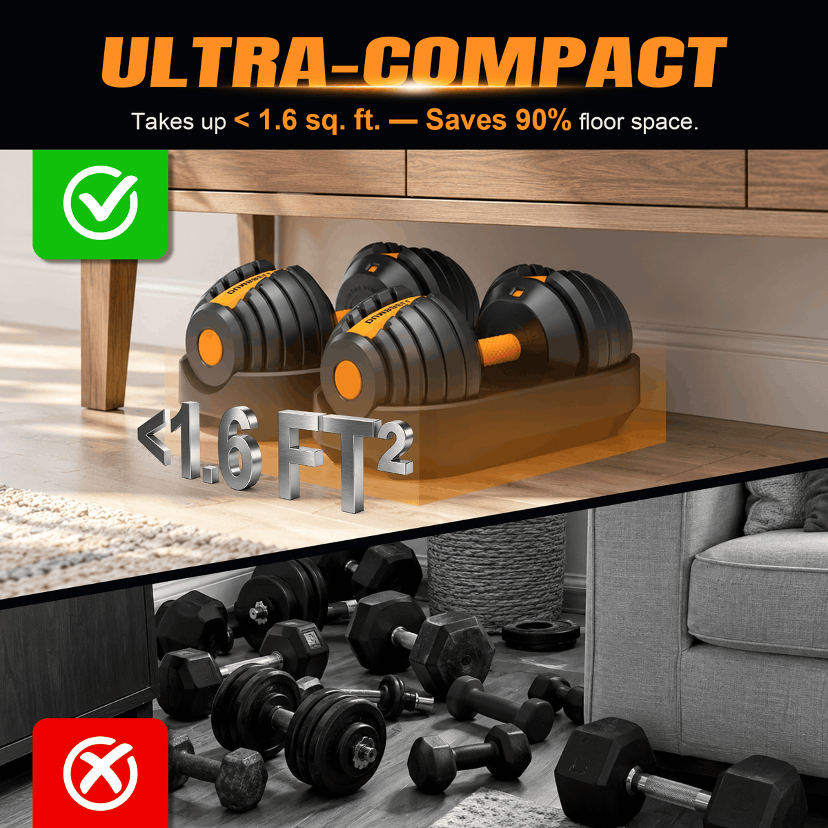 HXD-ERGO Quick-Dial Adjustable Dumbbell | [5-52.5 Lbs]