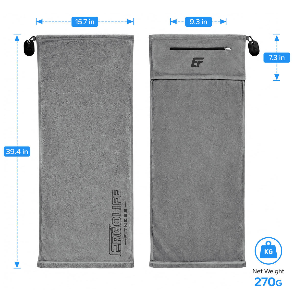 HXD-ERGO × ERGOLIFE Magnetic Workout Towel with Zipper Pocket