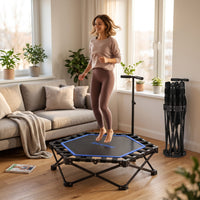 HXD-ERGO Pro Hexagonal Foldable Rebounder, Zero-Assembly Fitness Trampoline with Stability Handle