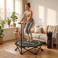 HXD-ERGO Classic Round Foldable Rebounder, Zero-Assembly Fitness Mini Trampoline with Handle