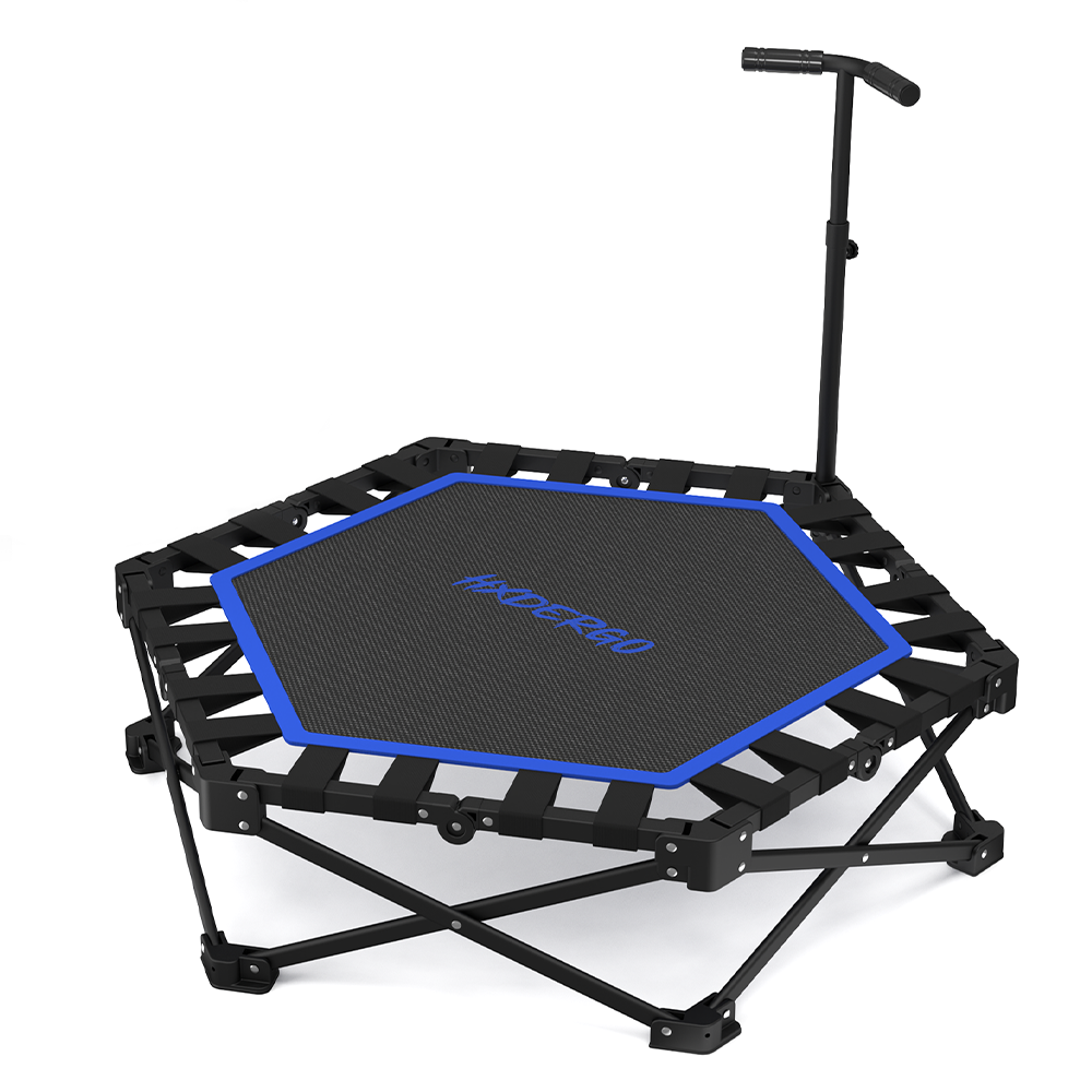 HXD-ERGO Pro Hexagonal Foldable Rebounder, Zero-Assembly Fitness Trampoline with Stability Handle