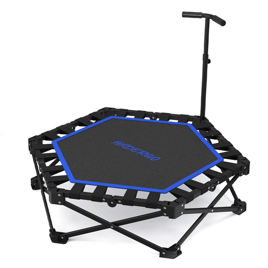 HXD-ERGO Pro Hexagonal Foldable Rebounder, Zero-Assembly Fitness Trampoline with Stability Handle