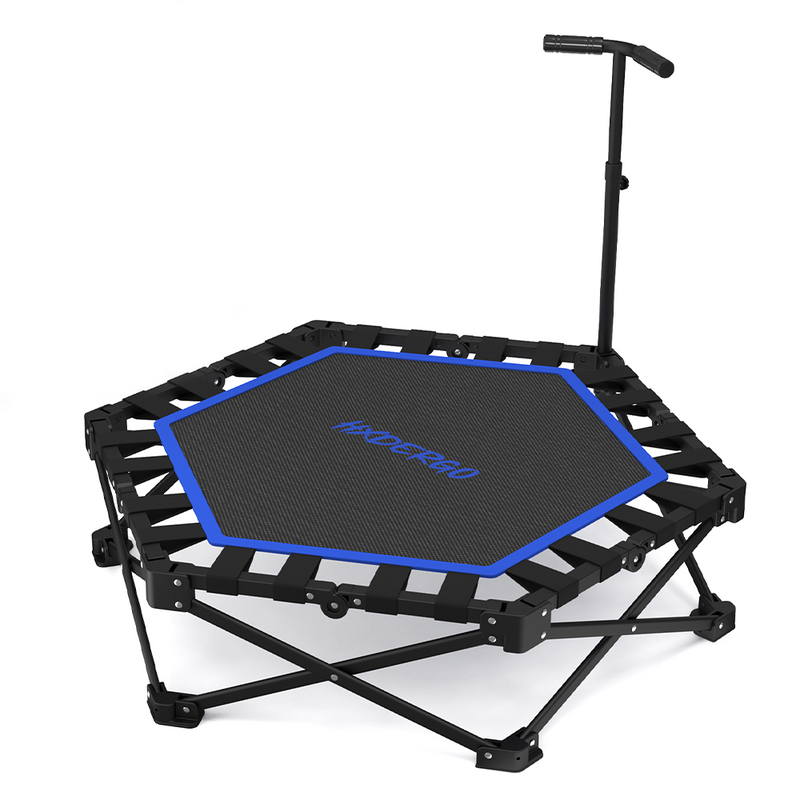 HXD-ERGO Pro Hexagonal Foldable Rebounder, Zero-Assembly Fitness Trampoline with Stability Handle