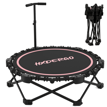 HXD-ERGO Classic Round Foldable Rebounder, Zero-Assembly Fitness Mini Trampoline with Handle